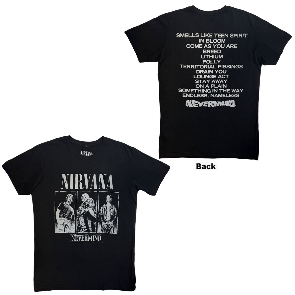 Nirvana - Nevermind Tracklist Mens Tshirt - Black